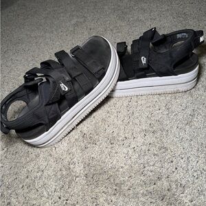 Nike Black Strappy Sandals with White Platform